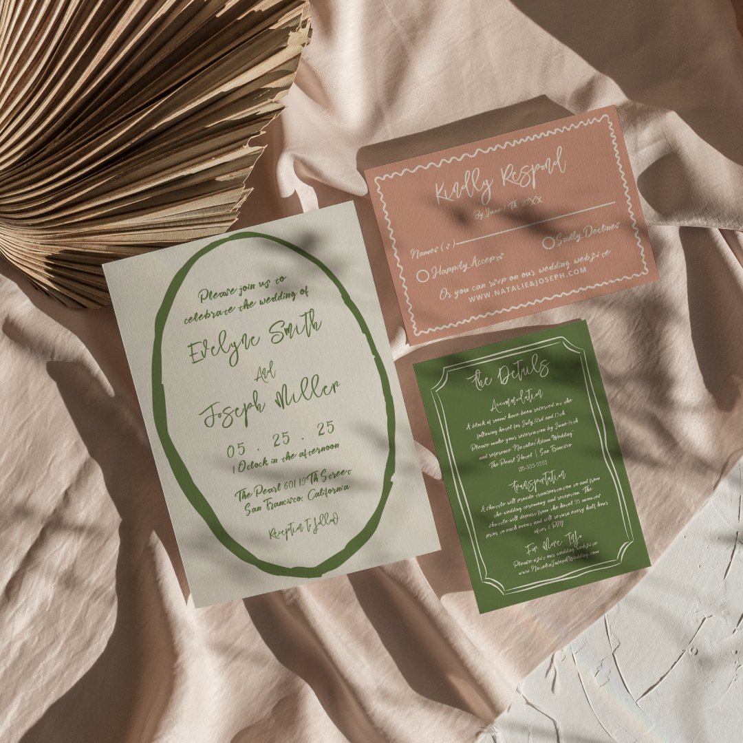 Illustrated Hand Drawn Written Unique Wedding Invitation | Zazzle