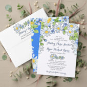 Cornflower Blue White Daisy Floral Recipe Card (Personalise this independent creator's collection.)
