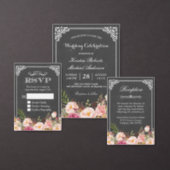 Engagement Party Vintage Pink Floral Chalkboard Invitation (Personalise this independent creator's collection.)