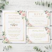 Elegant Chic Blush Pink Floral Gold Wedding Label (Personalise this independent creator's collection.)