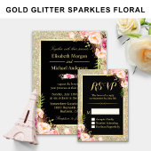 Classy Gold Glitter Floral Sweet 16 Birthday Party Invitation