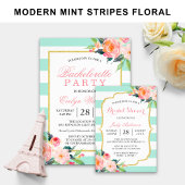 Mint Green Stripes | Floral Chic Bridal Shower Invitation