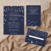 FAUX Glitter confetti navy and silver wedding rsvp (Personalise this independent creator's collection.)