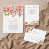 Peach and Coral Flowers Floral Wedding Label (Personalise this independent creator's collection.)