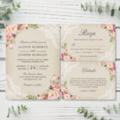 Rustic Floral Ivory Burlap Lace Birthday Party Invitation (Personalise this independent creator's collection.)