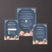 Blue Chalkboard Vintage Pink Floral 5x7 Invitation Envelope (Personalise this independent creator's collection.)