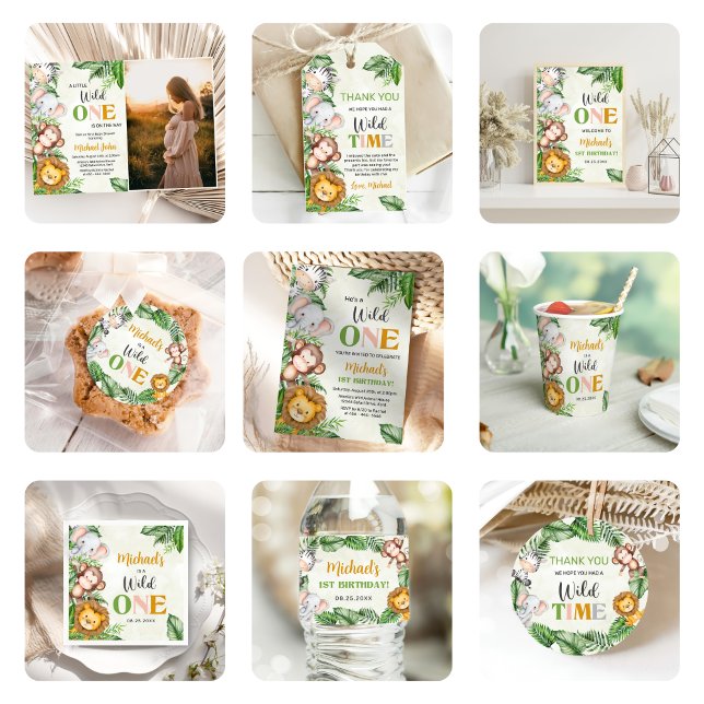 Safari Wild One Birthday Photo Invitation