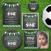 Kicking The Big One | Soccer 1st Birthday Invitation