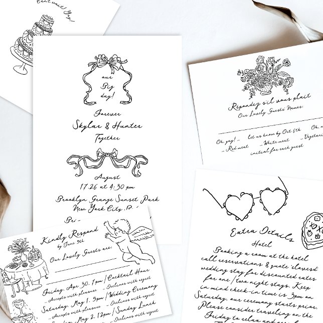 Cobalt Blue La Dolce Vita Doodle Ecru Wedding Menu Zazzle