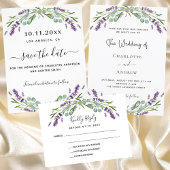 Lavender eucalyptus greenery violet luxury wedding invitation