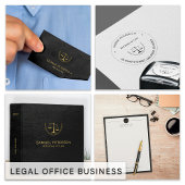 Upscale office blue leather look and gold lawyer letterhead