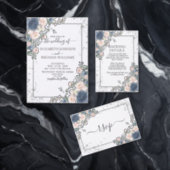 Light Dusty Blue Blush Pink Gold Floral Wedding Tri-Fold Invitation (Personalise this independent creator's collection.)