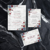 Traditional Dusty Blue Burgundy Floral Wedding Inv Invitation (Personalise this independent creator's collection.)