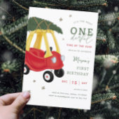 Little Car Holiday Onederful 1st Birthday Party Invitation