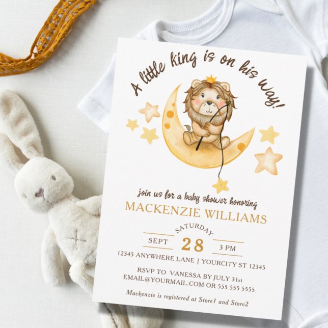 Little King Safari Lion Boy Baby Shower Invitation Zazzle