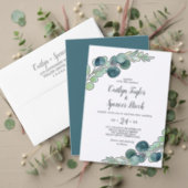 Lush Greenery Rose Gold Geometric Monogram Wedding Invitation (Personalise this independent creator's collection.)