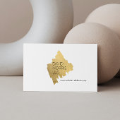 Luxe Abstract Gold Brushstroke Logo on Tan Business Card