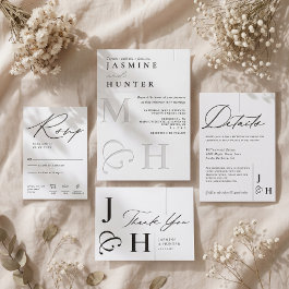 Luxury Script Minimal Monogram Letterpress wedding