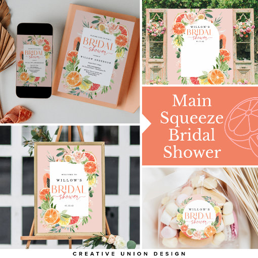 Main Squeeze Citrus Bridal Shower Invitation Arch | Zazzle