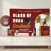 Maroon Gold Graduate Photo Collage 2024 Graduation iPad Air Cover