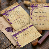 Parchment Scroll Chandelier Save the Date Announcement Postcard