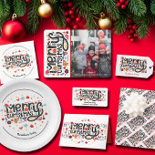 Merry Christmas Typography Sugar Cookie