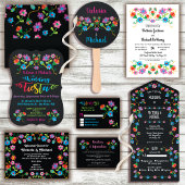 Mexican Fiesta Embroidery Floral Wedding All In On All In One Invitation