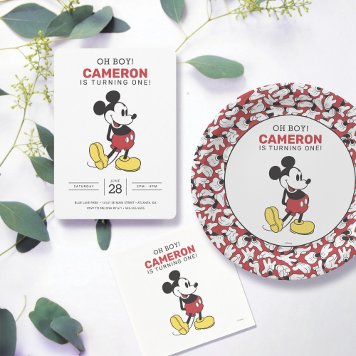 Mickey Mouse Simple Modern Birthday