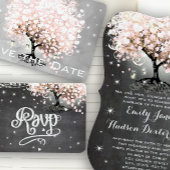 Pink Heart Leaf Tree Bridal Shower Invite