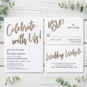 Celebrate With Us! Minimal Gold Handwriting Event Invitation (Personalise this independent creator's collection.)