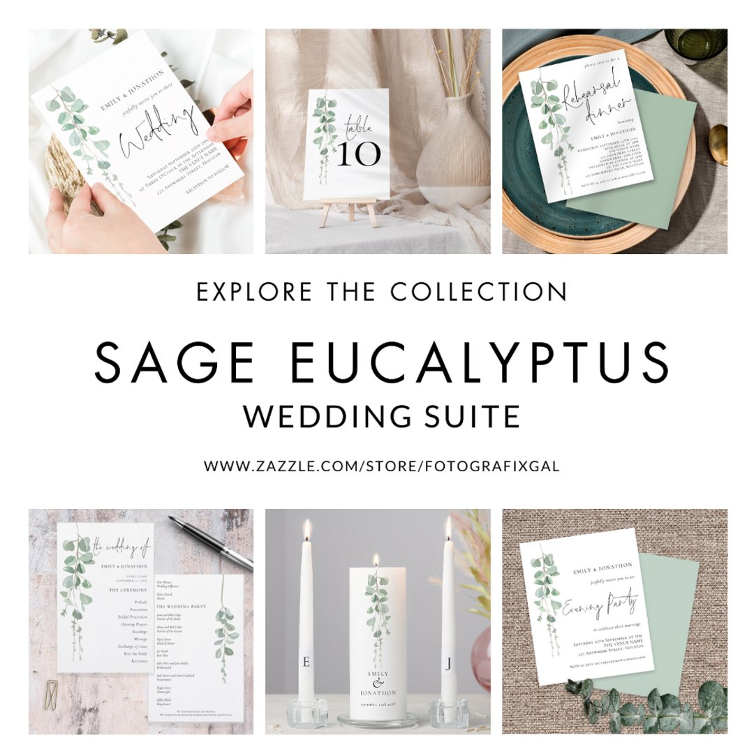 Minimalist Sage Eucalyptus Wedding Love Thanks Thank You Card | Zazzle