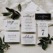 Modern Black and White Script Bridal Shower Invitation