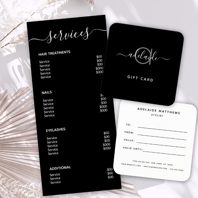 Modern Elegant Simple Black Spa Salon Service Menu Zazzle