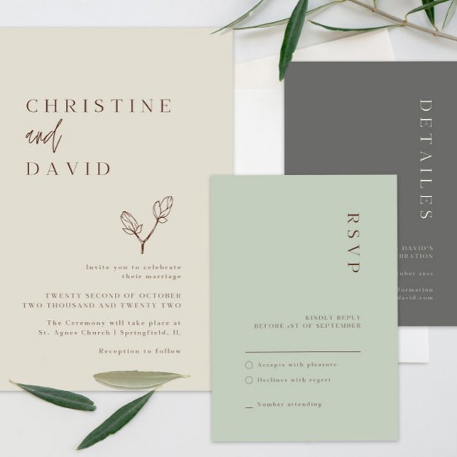 Discover Minimalist Bohemian Sage Wedding invitation