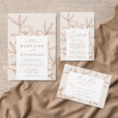 Modern Botanical Floral Cream & Cinnamon Wedding Invitation (Personalise this independent creator's collection.)