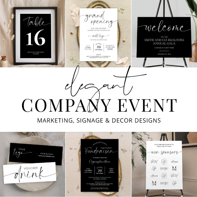 Charity Fundraiser Logo Minimalist Black & White Invitation