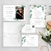 Greenery eucalyptus leaves elegant script wedding invitation | Zazzle