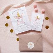 Modern Gold Floral Magical Unicorn Birthday Party Invitation