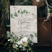 budget eucalyptus foliage white wood wedding RSVP  Note Card
