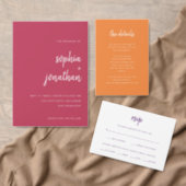 Modern Minimalist Script Magenta and Pink Wedding Invitation (Personalise this independent creator's collection.)
