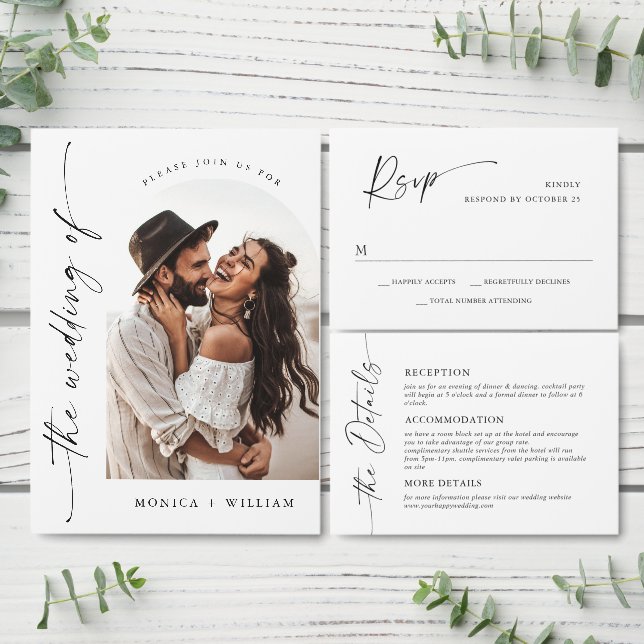 Elegant Minimalist Wedding Photo QR code Save The Date Zazzle