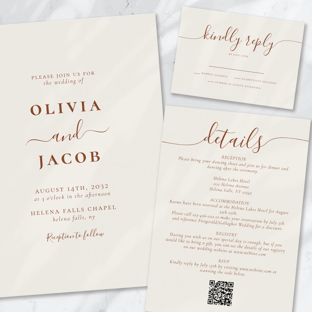 Boho Chic Bohemian Cream Script Wedding Invitation | Zazzle