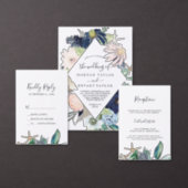 Modern Nautical Greenery Diamond All in 1 Wedding Invitation (Personalise this independent creator's collection.)