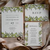 Modern Olive branches Save the date Invitation