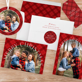 Rustic Red Plaid Arch Photo Christmas