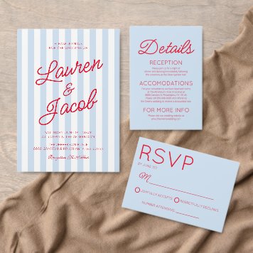 Modern Retro Minimalist Blue Wedding