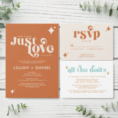 Retro Just Love Orange and Cream Casual Wedding Invitation (Personalise this independent creator's collection.)