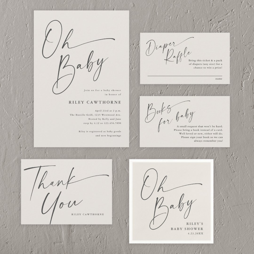 Modern Script Gender Neutral Baby Shower Invitation | Zazzle