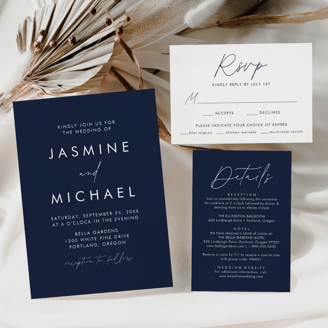Modern Script Navy Wedding Table Number Card | Zazzle