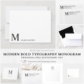 Classic Simple Modern Monogram Folded Note Card